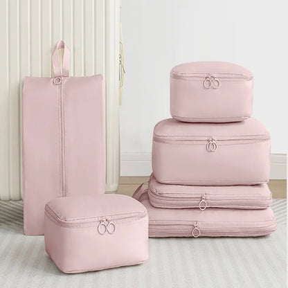 6Pcs Travel Compression Packing Cubes Bag Waterproof Handheld Clothe Separation Storage Bag Portable Suitcase Clothes Organizers
