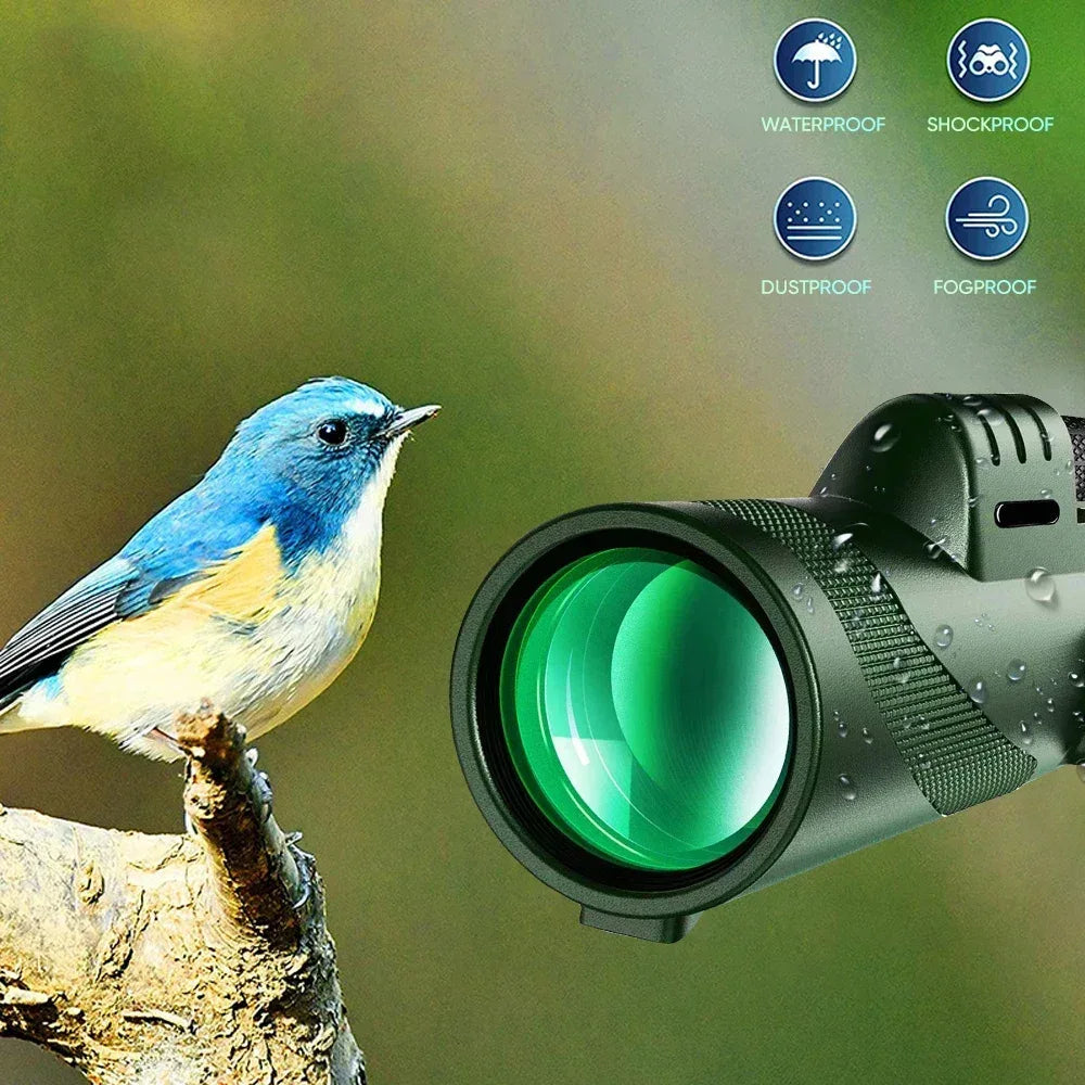 Portabl Powerful 80X100 HD Monocular 50000M Telescope Long Range Zoom With Tripod Phone Clip For Outdoor Hunting Camping Tourism - Urbizia