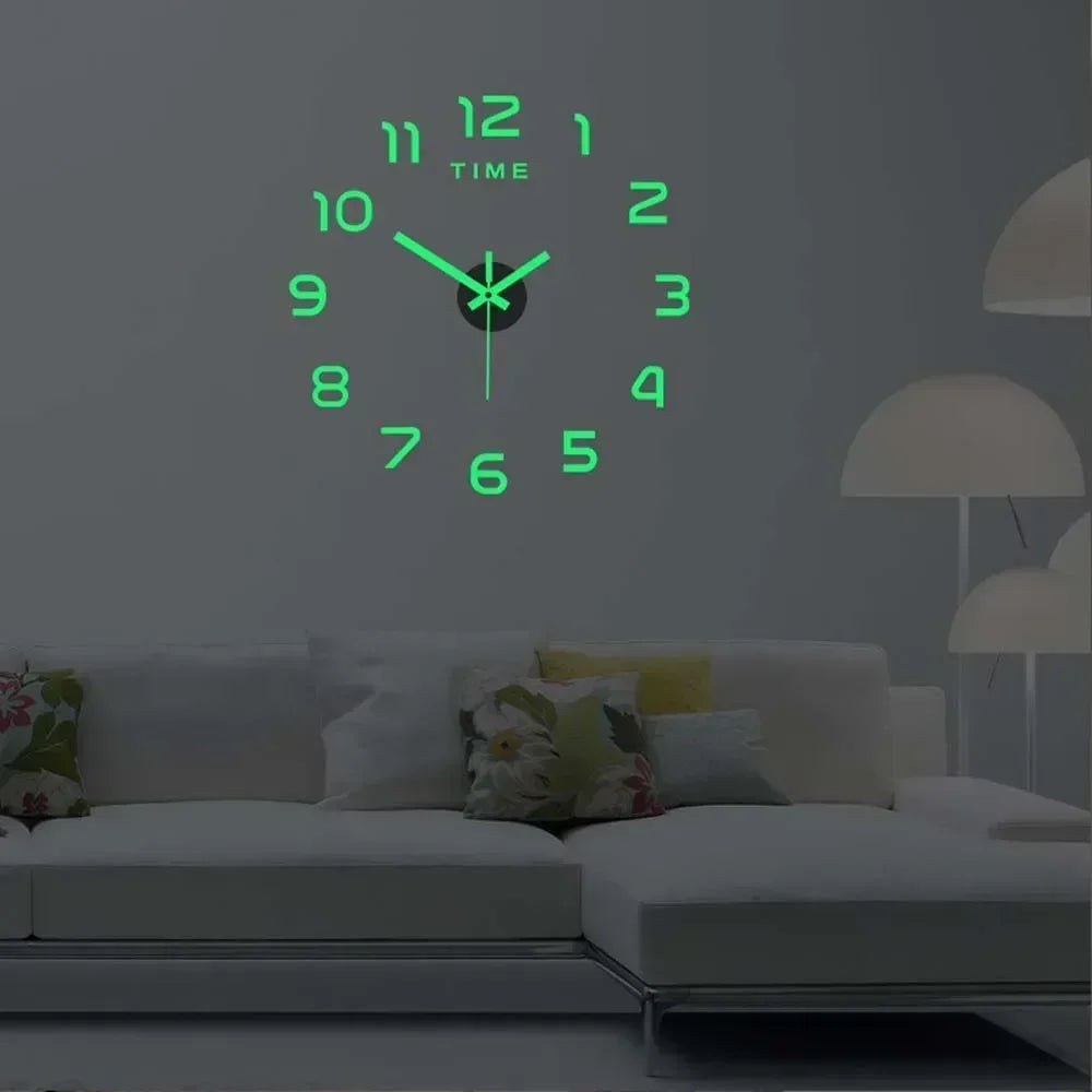 Digital Clock Wall Stickers Needle Decoration Glowing Clocks DIY Bedroom Living Home Quartz Creatives Removable Room Watches - Urbizia