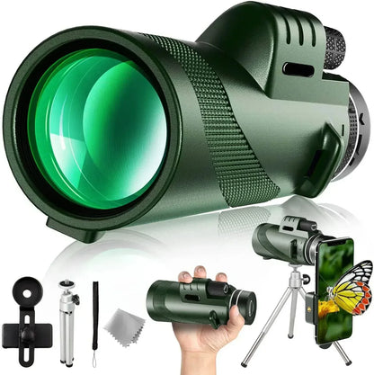 Portabl Powerful 80X100 HD Monocular 50000M Telescope Long Range Zoom With Tripod Phone Clip For Outdoor Hunting Camping Tourism - Urbizia