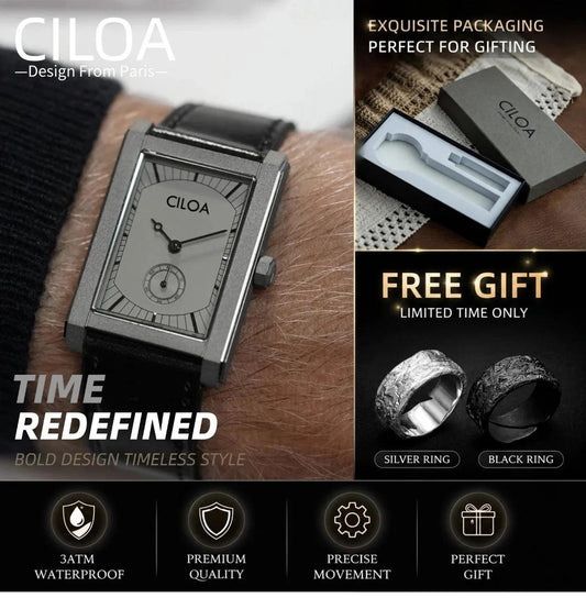 CILOA Tank Square Luxury Brands Watches for Man Quartz Vintage Watch Men's Male Gifts Men Wristwatches