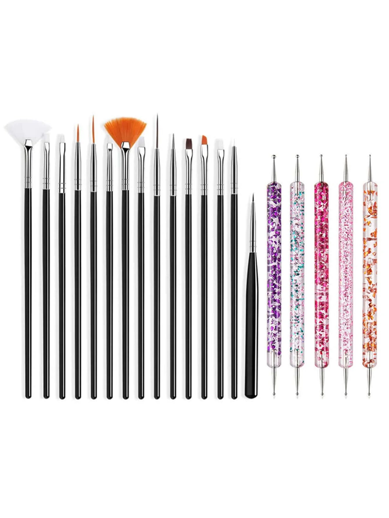 20Pcs Black Nail Art Brush Set Nail Gel Polish Painting Brush Drawing Pen Uv Gel Polish Nail Liner Brush And Nail Dotting Pen For Gel Polish Diy Manicure Salon At Home