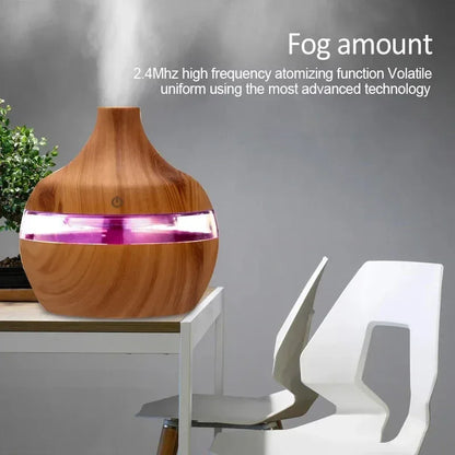 Humidifier Electric Aroma Air Diffuser Wood Ultrasonic Air Humidifier Essential Oil Aromatherapy Cool Mist Maker For Home 300ml - Urbizia