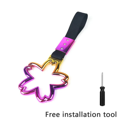 Colorful Car Tow Strap Tsurikawa Ring Heart JDM Train Bus Handle Hand Strap Styling Drift Charm Strap Auto Accessories