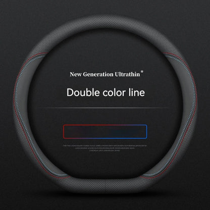 Full Leather Cover for All Seasons Auto Steering Wheel Cover Ultra-Thin Non-Slip Round Breathable Car Steering Wheel Protector