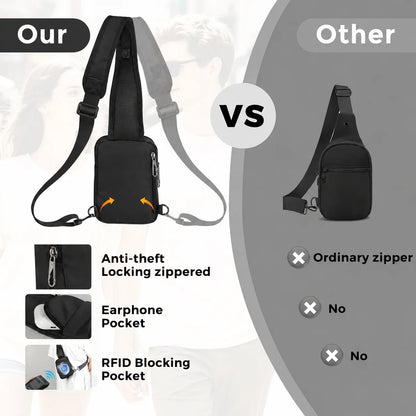 Fashionable Casual RFID Anti-Theft Sling Bag for Men's, Street Sports Chest Bag Simple Lightweight Shoulder Bag for Commuting