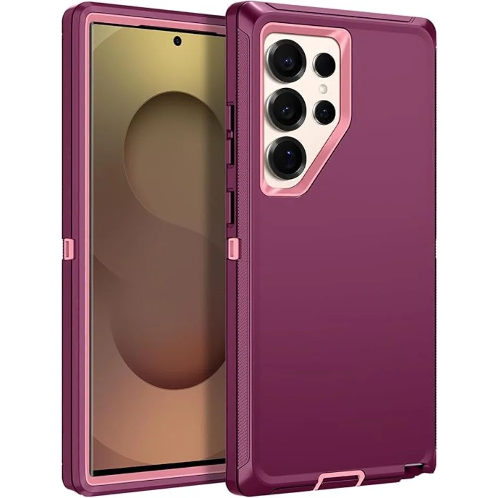 Heavy Duty 3-Layer Armor Protection Phone Case For Samsung Galaxy S26 S25 S24 S23 S22 Ultra Plus Matte Impact Resistant Cover