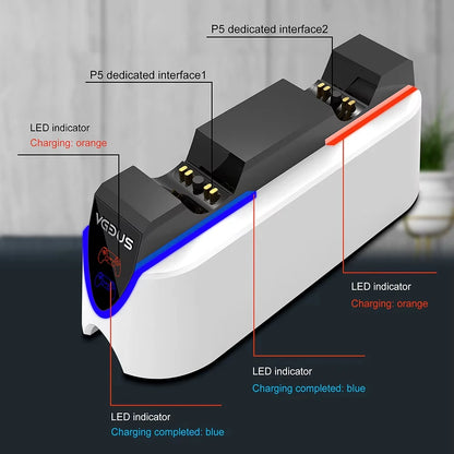Dual Fast Charger for PS5 Wireless Controller USB 3.1 Type-C Charging Cradle Dock Station for Sony PlayStation5 Joystick Gamepad