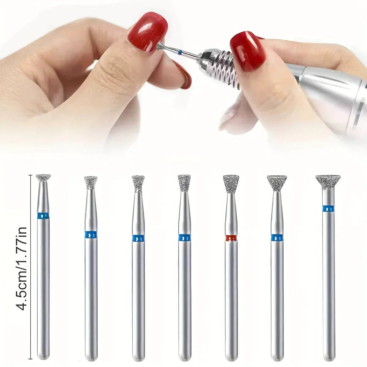7Pcs/Set Cuticle Clean Nail Drill Bit Remove Overflow Glue Tool Nail Edge Treatment Diamond Grinding Machine Accessories