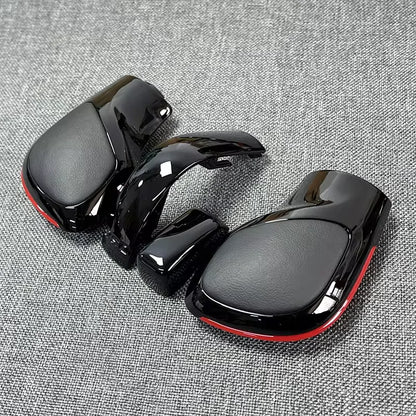 4PCS Chrome Matt With Leather Shift Knob Gear Side Cover DSG Emblem For VW Golf 6 7 R GTI Passat B7 B8 CC R20 Jetta MK6 GLI