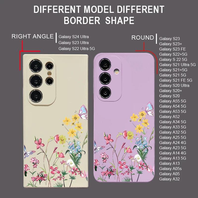 Soft TPU Case For Samsung Galaxy S24 S23 S25 FE S26 S25 S22 Ultra A17 A56 A16 A55 A25 A15 A36 A35 5G Small Flower Pattern Cover