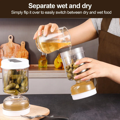 Olive Pickle Strainer Jar Airtight Flip Storage