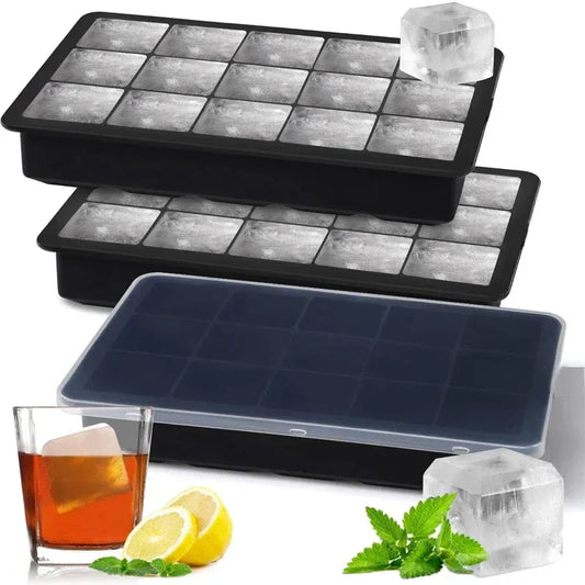 15 Grid Silicone Ice Cube Tray Large Freezer Mold