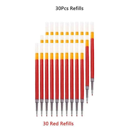 13/30pcs Retractable Gel Pens Set Black/Red/Blue Ink Ballpoint for Writing Refills Office Accessories School Supplies Stationery