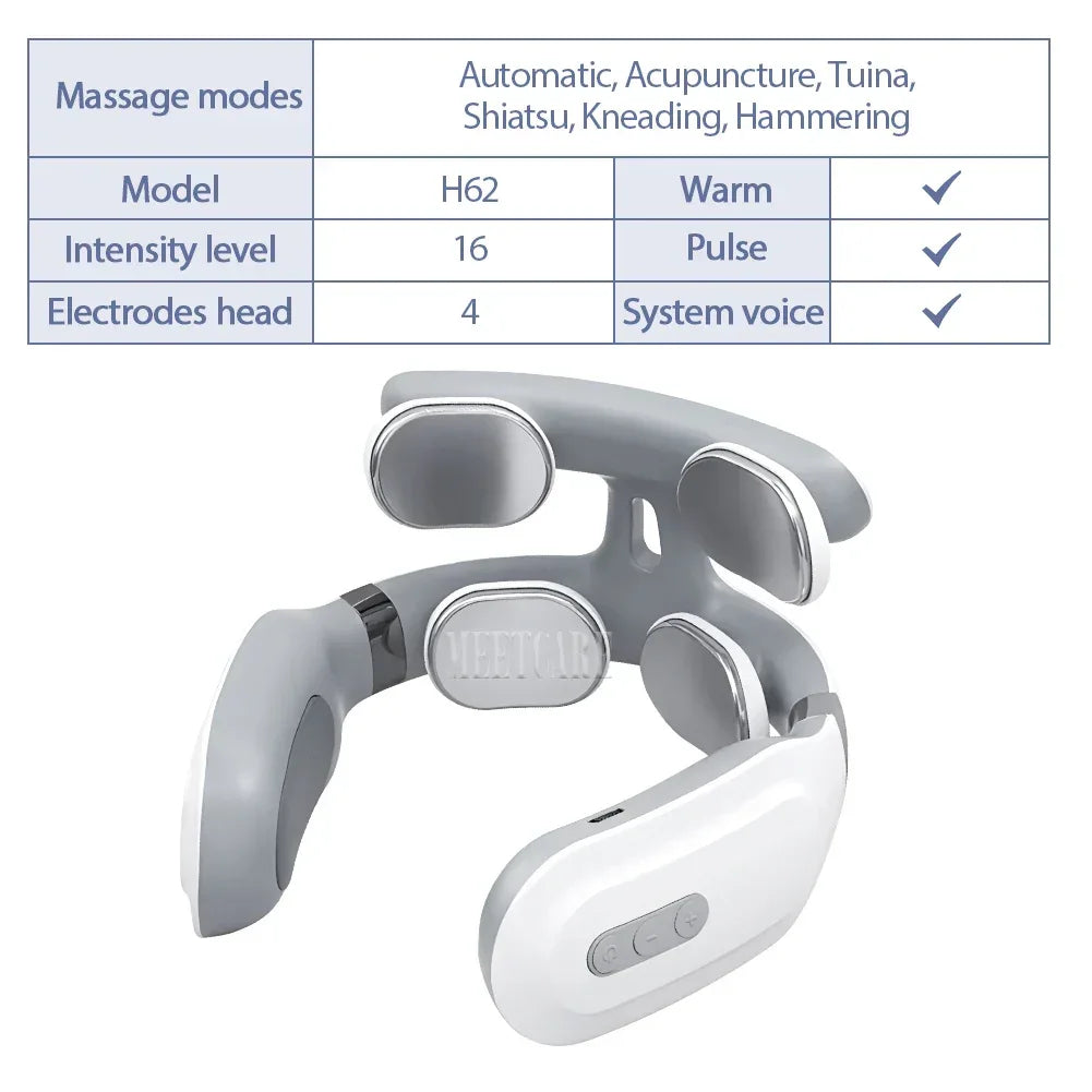 TENS Pulse Back Neck Massage Wireless Smart Sholder Cervical Massager Heating Muscle Punch Beating Health Care Tool