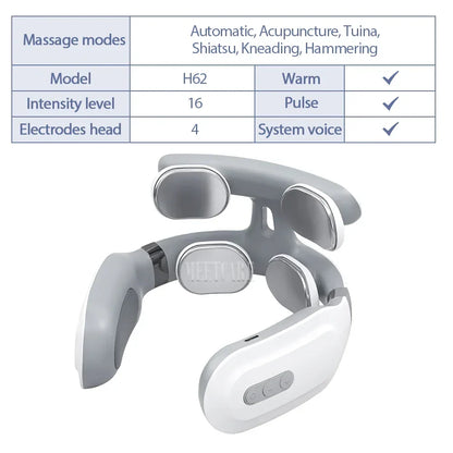 TENS Pulse Back Neck Massage Wireless Smart Sholder Cervical Massager Heating Muscle Punch Beating Health Care Tool