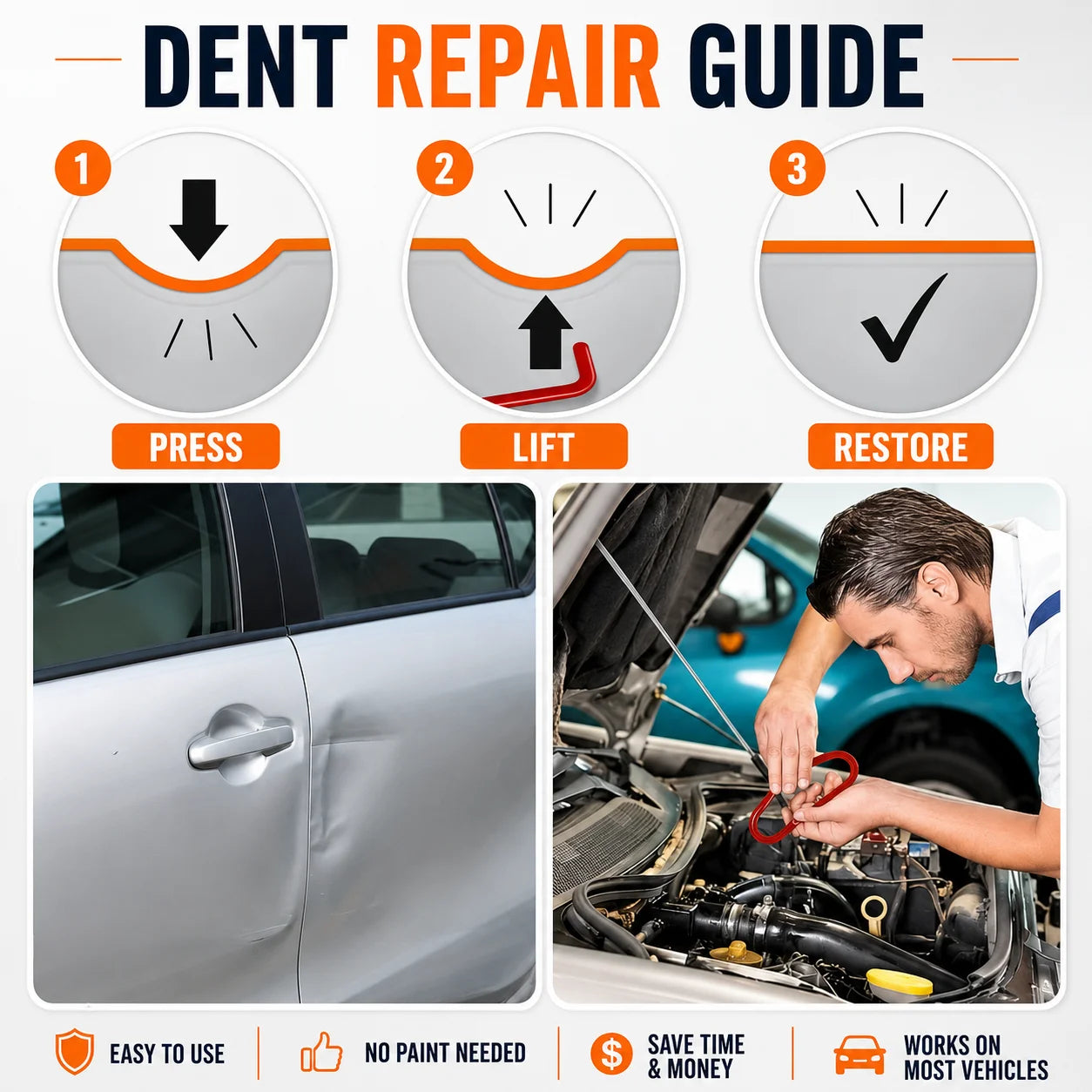 Car Door Tool Kit Inflatable Air Pump Auto Window Door Open Fixing Gripper Tools with Long Reach Kits & Carrying Bag