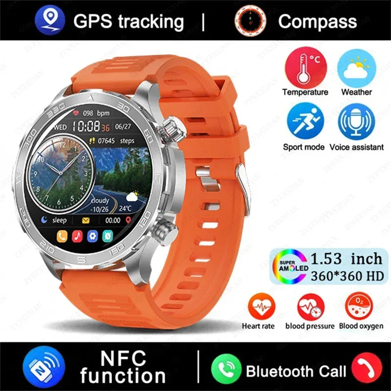 2026 New GPS Smart Watch Men AMOLED Screen Always Show Time Heart Rate IP68 Waterproof Bluetooth Call Sports Fitness Smart Watch - Urbizia