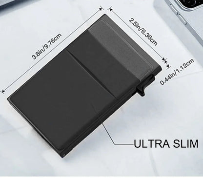 Rfid Anti Blocking Smart ID Bank Credit Card Holder Wallet Metal Thin Slim Men Women Pop Up Minimalist Metal Cardholder Case