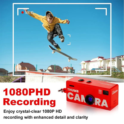CHEGIT Thumb Keychain Camera 0.96inch Mini Action Camera Retro Support Memory Card 1080P Very Small Camcorder Video Recorder