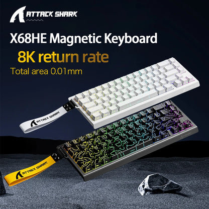X68HE ATTACK SHARK Magnetic Gaming Keyboard Mechanical Wired for Pro Gaming 0.01mm Rapid Trigg 8000Hz SOCD/Rs 0.125ms 128K Rate