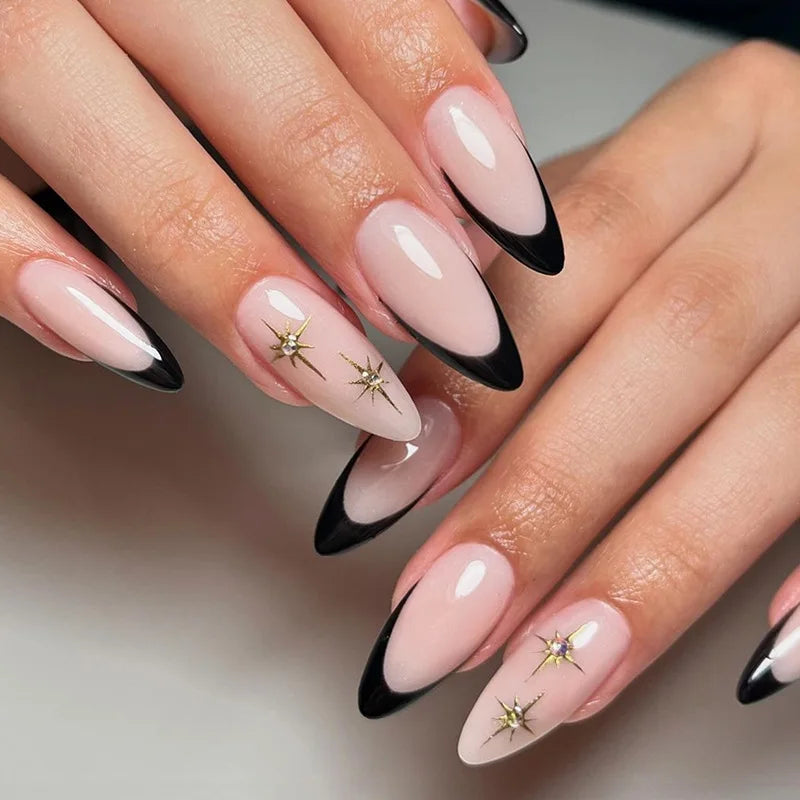 Black Cool Fake Nails – Halloween Bat Press on Nails
