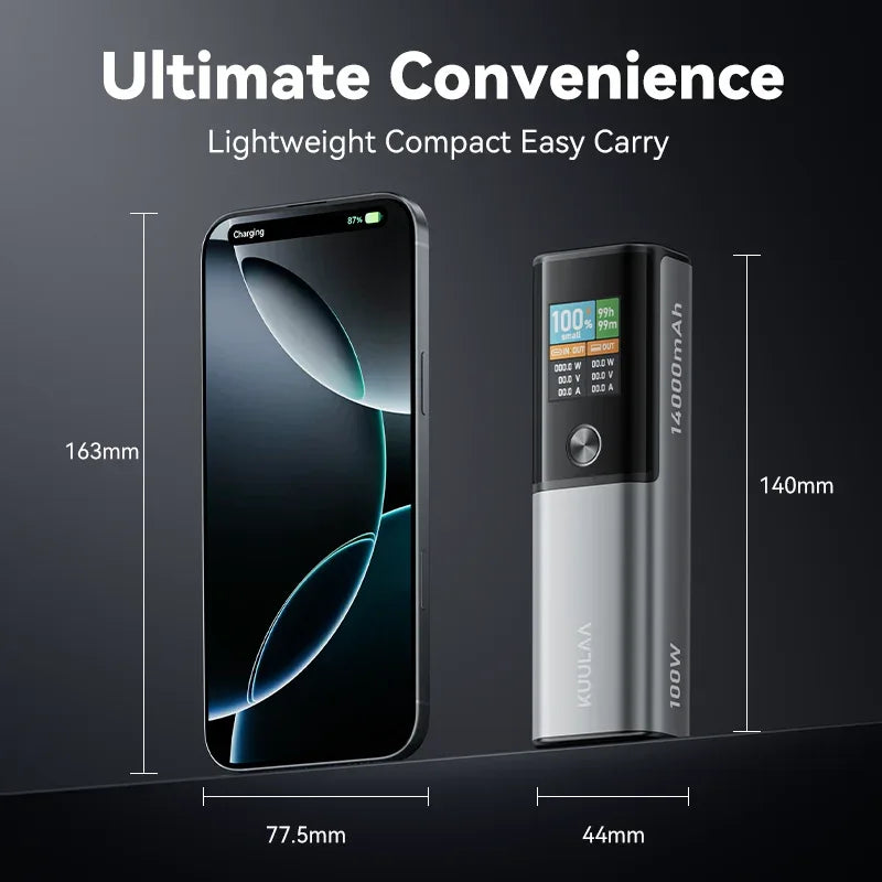 KUULAA 100W Power Bank 14000mAh Portable Charger External Battery PowerBank for Macbook for iPad Laptop Notbook Fast Charging PD