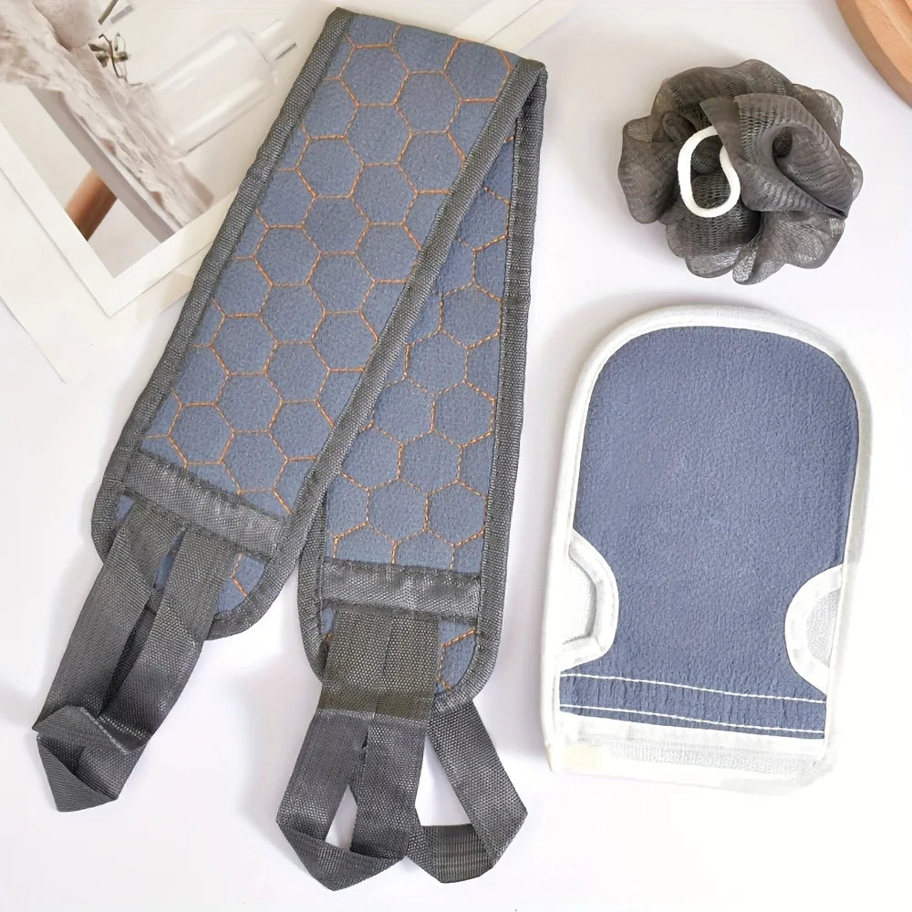 3Pcs/Set Body Cleaning Washcloth Bathroom Shower Ball Back Scrubber Set Exfoliating Skin Towel Bath Gloves Brush