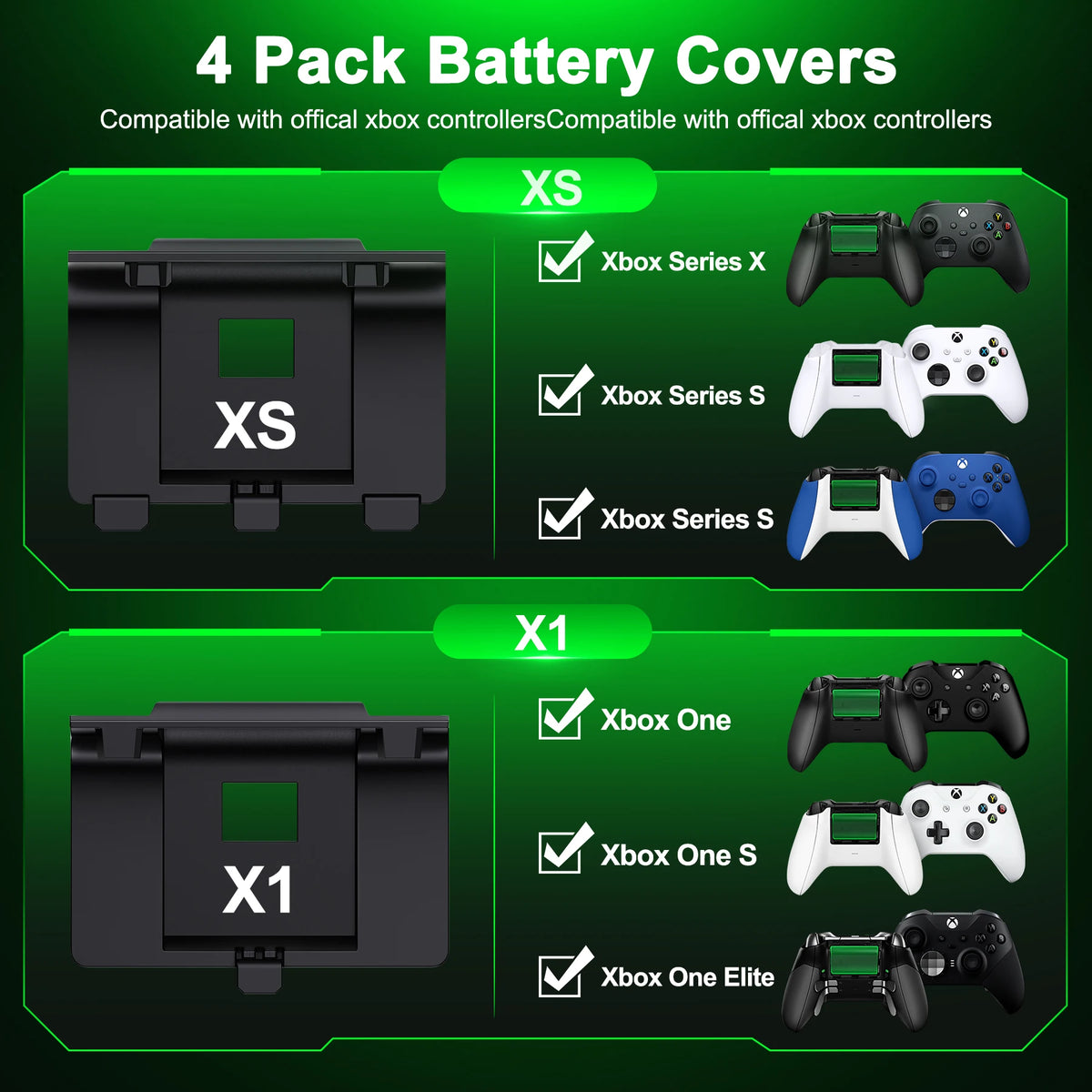 DinoFire Rechargeable 2x4800mwh Battery Packs For Xbox Series X/S ＆ Xbox One X/S Battery with Charging Cable