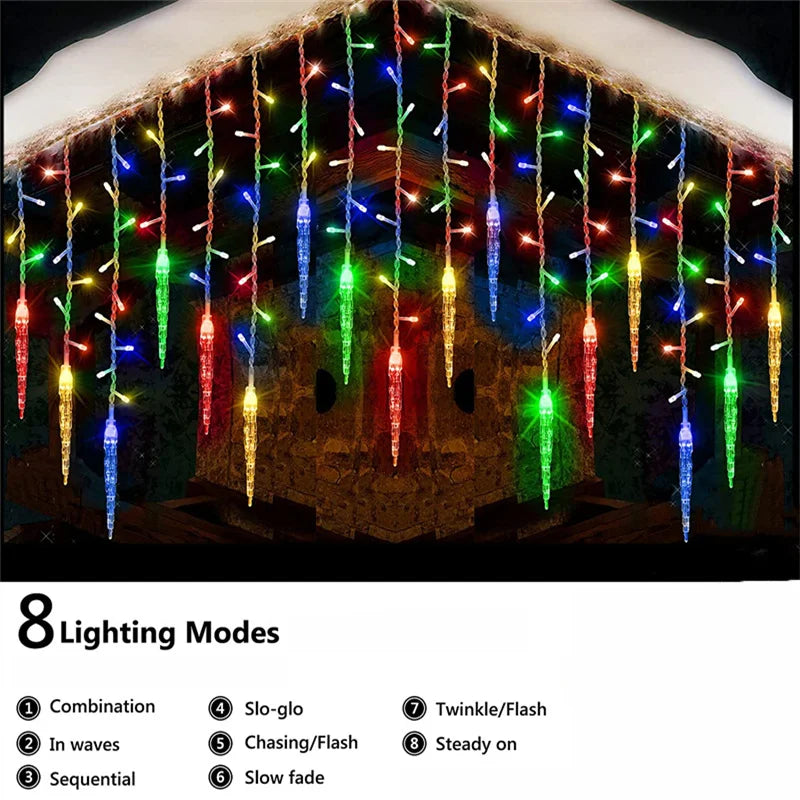 LED Curtain Icicle Christmas String Lights