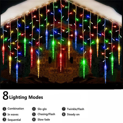 LED Curtain Icicle Christmas String Lights