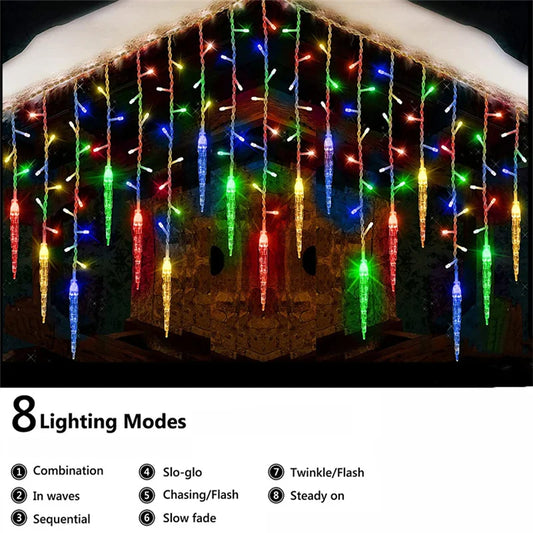 LED Curtain Icicle Christmas String Lights