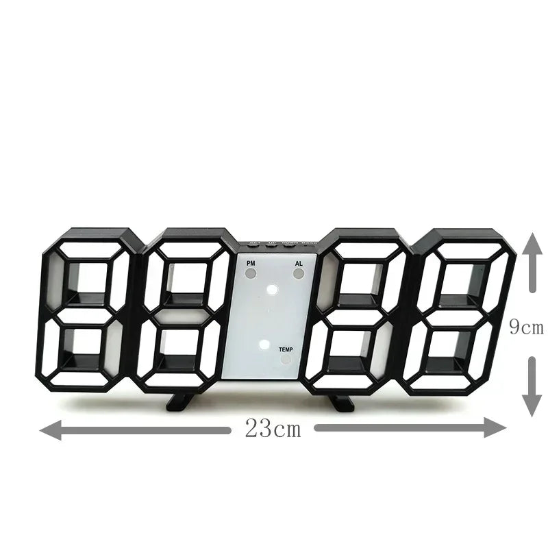 3D LED Digital Clock Luminous Fashion Wall Clock Multifunctional Creative USB Plug in Electronic Clock Home Decoration - Urbizia