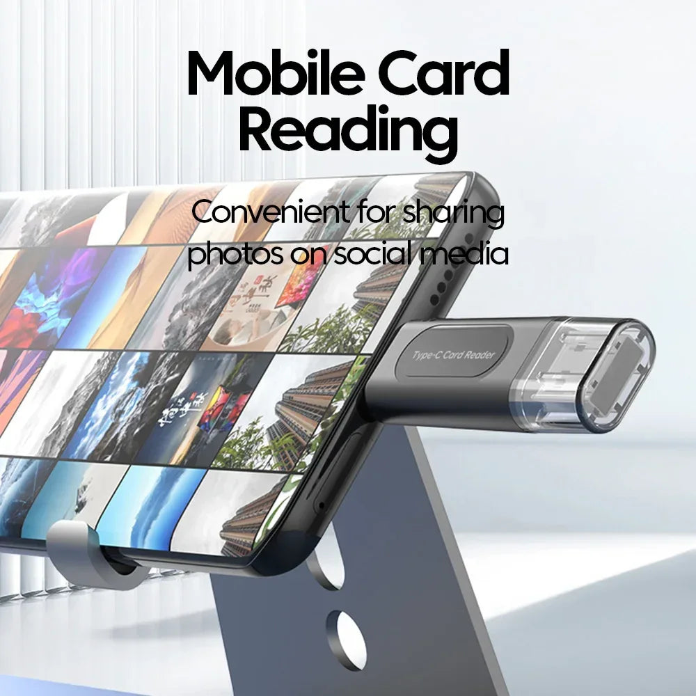 4-in-1 USB Type-C Multi Card Reader Adapter