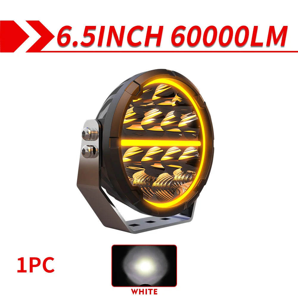 CO LIGHT LED Offroad Driving Lights 6.5 inch White & Amber DRL Spot-Flood Combo 60000LM Auxiliary Work Pods Cubes Light for 4x4