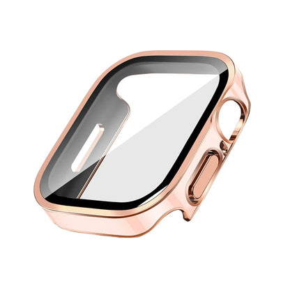 Glass+Case for Apple Watch 42 46mm 45mm 41 49 44mm 40 Mm Straight Edge Screen Protector Cover Case iWatch SE 6 7 8 9 10 11 Ultra