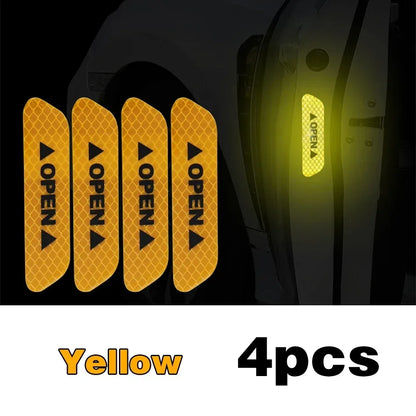 4PCS Reflective Car Door Sticker Safety Opening Warning Reflector Tape Decal Car Accessories Exterior Interior Reflector Sticker - Urbizia