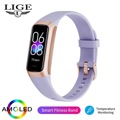 LIGE Amoled Smart Watch Men 2023 Smart Band Women Heart Rate Blood Smartwartch Waterproof Smart Bracelet Sport Fitness Tracker - Urbizia