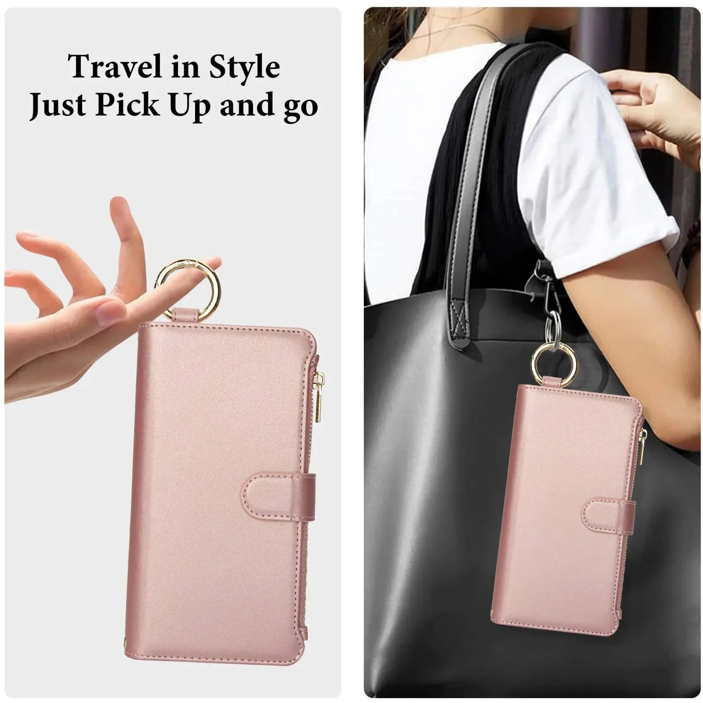 for Samsung Galaxy A55/A15/A54/A14/A73/A53/A13/A72/A52 Wallet case with Zipper Credit Card Holder RFID Blocking,Flip Folio Cover