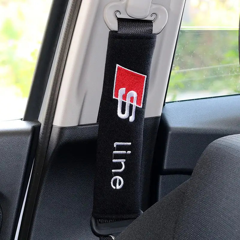 2PCS Car Seatbelt Shoulder Pad Driving Seat Belt Vehicle Pad Cover For Audi s line A4 b6 b8 b7 b9 b5 A6 A3 A8 Q3 Q5 Q7 Q8