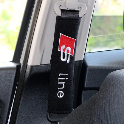 2PCS Car Seatbelt Shoulder Pad Driving Seat Belt Vehicle Pad Cover For Audi s line A4 b6 b8 b7 b9 b5 A6 A3 A8 Q3 Q5 Q7 Q8