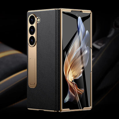 Samsung Galaxy Z Fold 3–7 Genuine Leather Magnetic Case with Kickstand