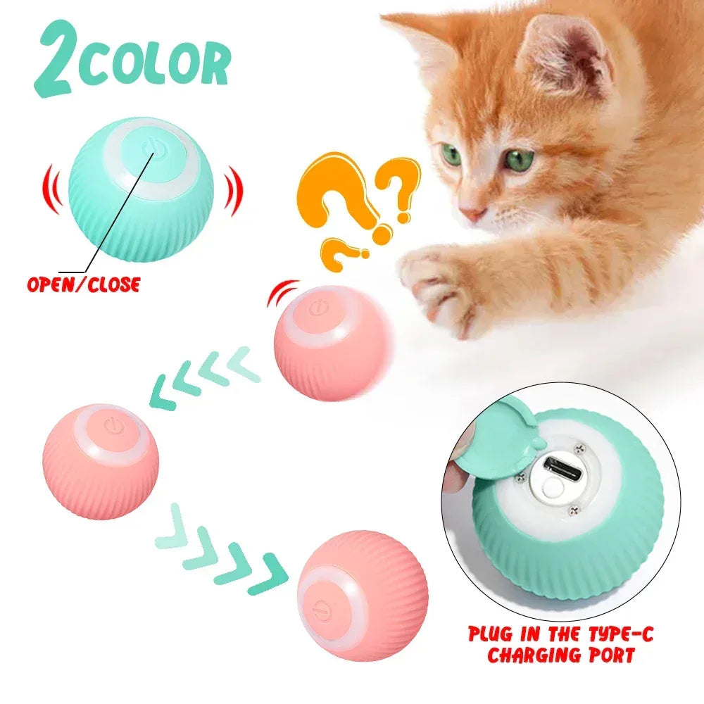Smart Cat Toys Automatic Rolling Ball Electric Cat Toys Interactive for Cats Training Self-moving Kitten Toys for Indoor Playing - Urbizia