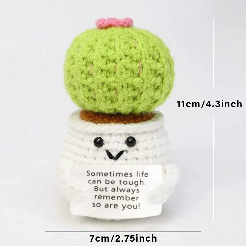 Positive Energy Crochet Doll Pocket Hug Handmade Knitted Plush Potato Plant Avocado Bee Turtle Duck Funny Emotional Support Gift - Urbizia