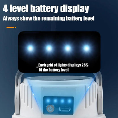 Solar Camping Lights Outdoor Waterproof Multifunctional Tent Flashlight Type-C And Solar Charge Atmosphere Light LED with Hook ﻿