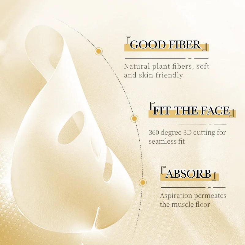 30/15pcs SADOER 24K Gold Vitamin C Hyaluronic Acid Facial Masks Face Moisturizing Firming Hydrating Face Mask Facial Skin Care