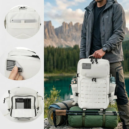 45L Tactical Backpack For Men With MOLLE Webbing System Outdoor Survival Gym Fitness Hiking Camping Backpack Dual Cup Holders Large Capacity Rucksack For Wilderness Trip Travel Daily Work Commute Outdoor Camping Activities Ge