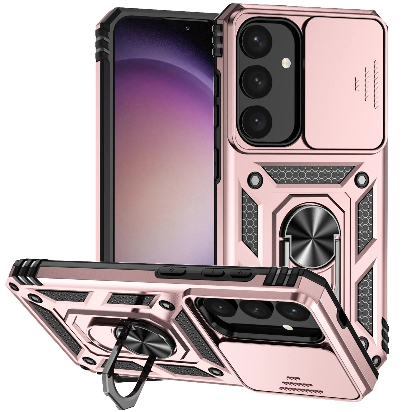Luxury Armor Case for Samsung Galaxy S26 S25 Edge S24 S23 S22 S21 S20 S10 FE Ultra Plus Ring Holder Slide Lens Stand Phone Cover
