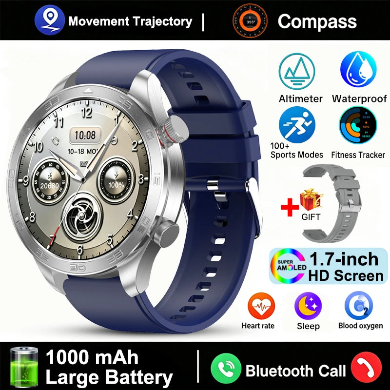 New GPS Track Smart Watch Men AMOLED Screen Outdoor Sports Fitness Heart Rate Compass IP68 Waterproof Bluetooth Call Smart Watch