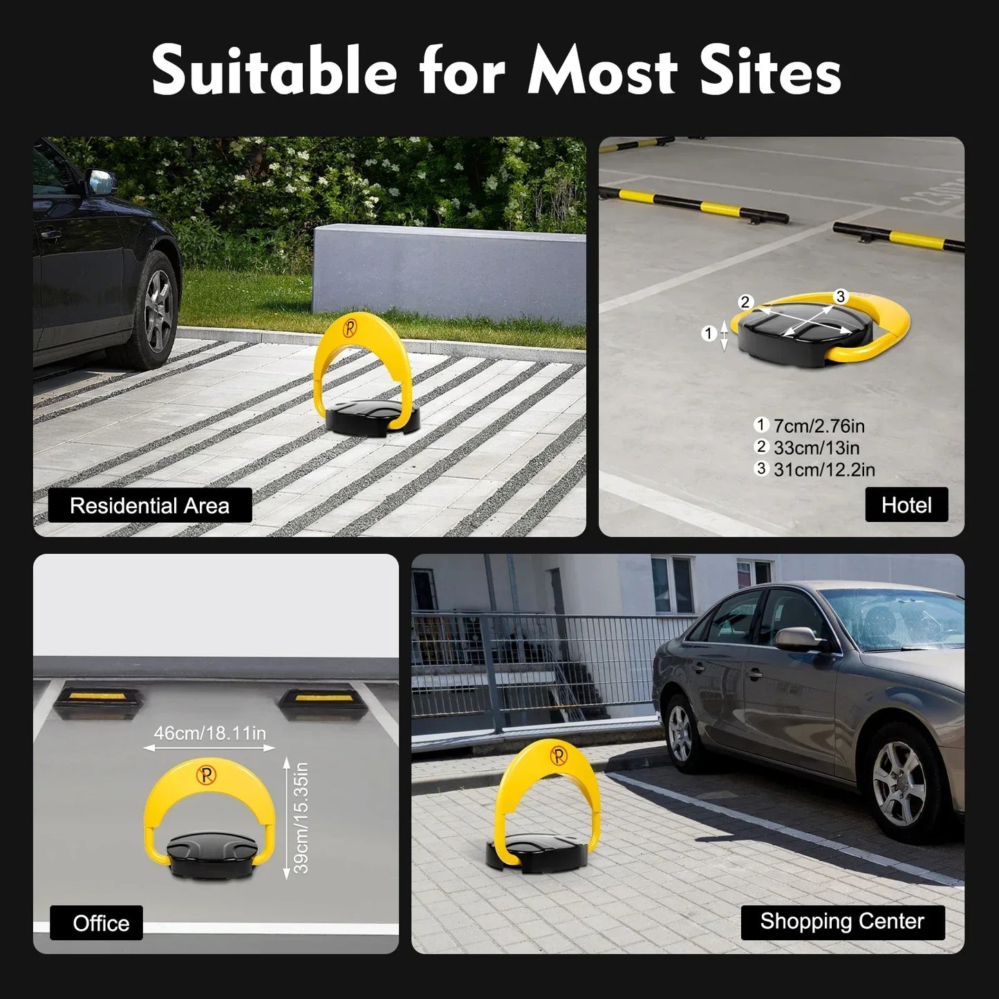 Intelligent Parking Lock with Remote Control 180° Foldable Barrier Auto Sensor Anti-collision Waterproof Lock - Urbizia